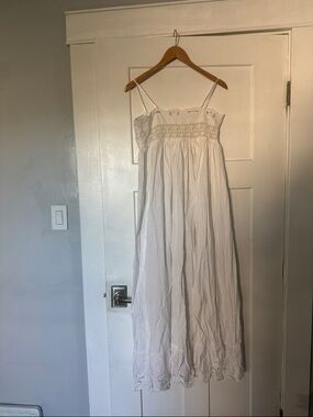 White Crochet-Trim Maxi Dress